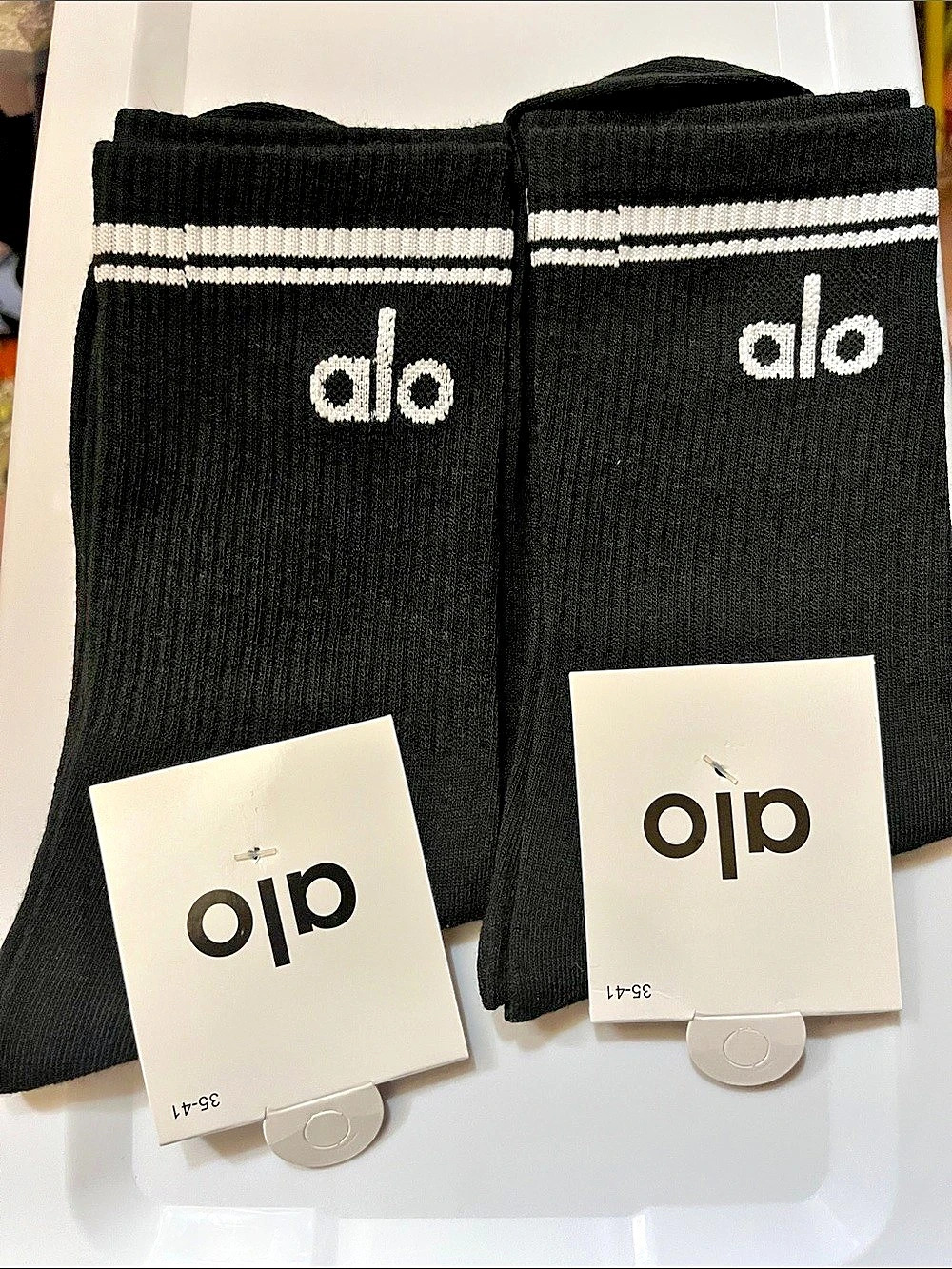 Alo Striped Socks in Black & White NWT
